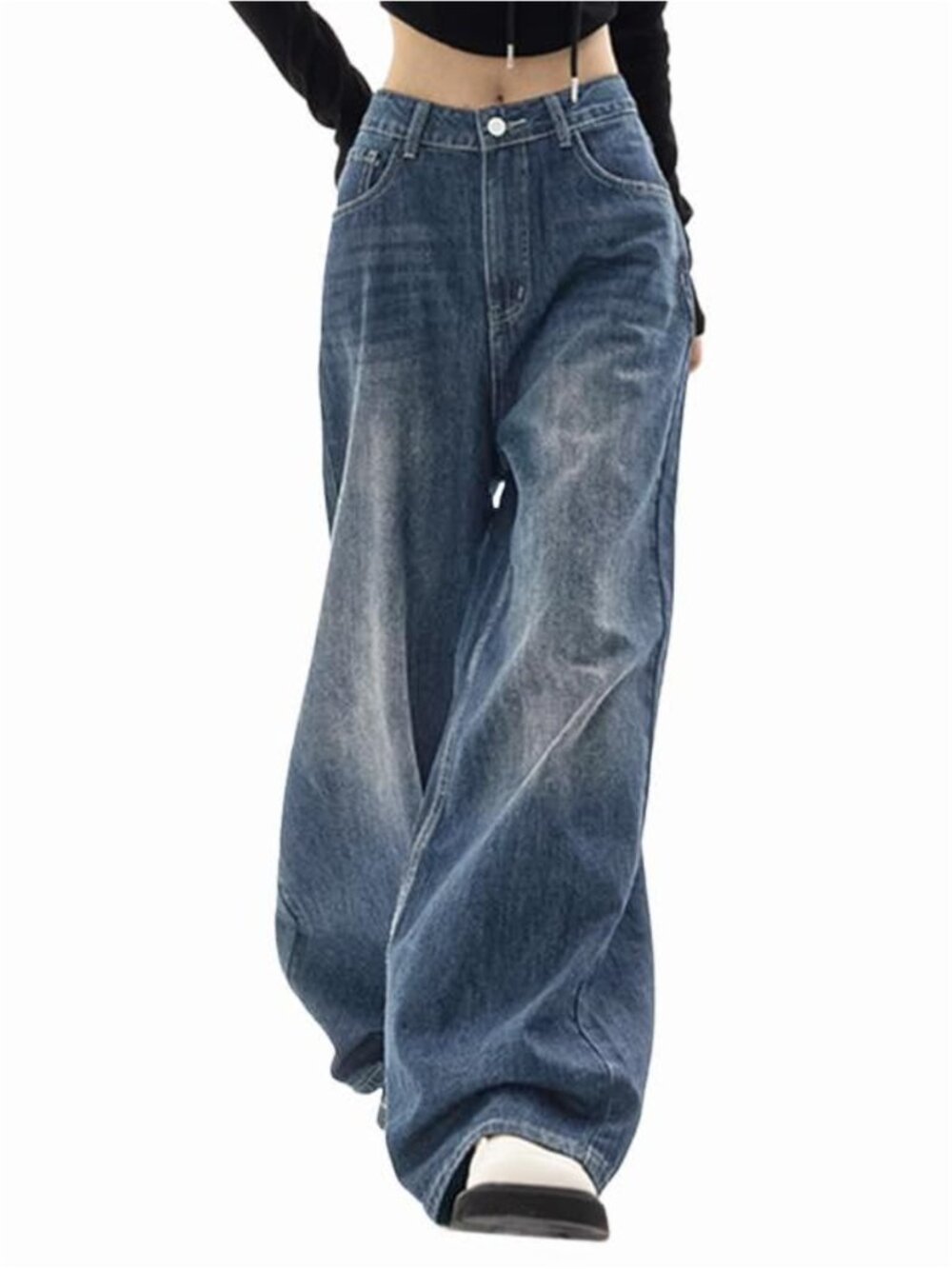 Baggy Wide Leg High Waisted Jeans Y2K Boyfriend Relaxed Fit Denim